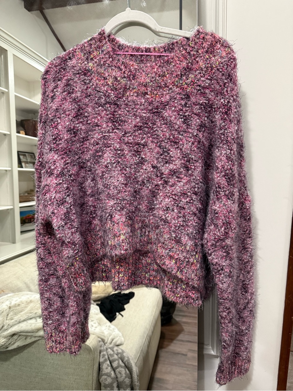 FREE PEOPLE Cozy Pink Fuzzy Knit Sweater